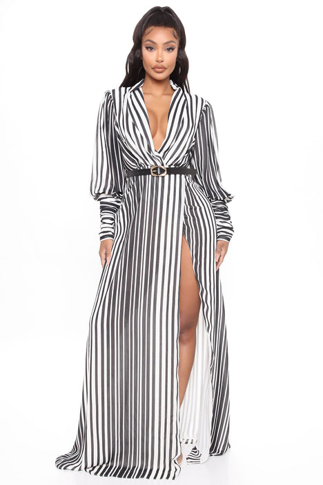 Nora Striped Maxi Dress - Black/White ...